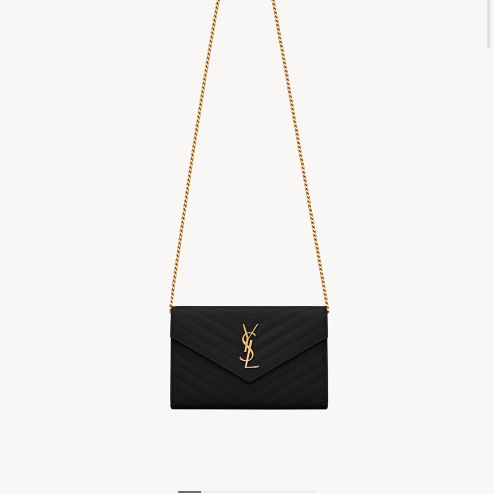 YSL Black Quilted Crossbody Bag with Gold Chain
